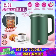 【Malaysia Spot Sale】Fast Boiling Electric Kettle 2.3L Stainless Steel Jug Kettle Smart Kettle Keep Warm Function Automatic Power Cutoff