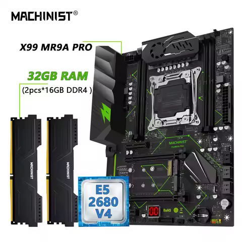 MACHINIST MR9A PRO X99 Motherboard Set Kit LGA2011-3 Xeon E5 2680 V4 CPU DDR4 32GB (2*16G) 2400MHz R
