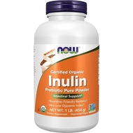 NOW Foods Supplements, Inulin Prebiotic Pure Powder, Certified Organic, Non-GMO Project Verified, In