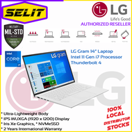 [Selit Trading] LG Laptop Gram 14.0'', 16:10 WUXGA (1920 x 1200) IPS Display, 11th Gen Intel Core i7 Processor (Certified Evo™ Platform), 16GB RAM, 512GB NVMe SSD and Thunderbolt™ 4, Snow White [2 Years International Warranty Parts and Labor]
