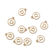 Beadia DIY 12mm Charm Huruf Enamel Epoxy Putih bulat bandul 10pcs