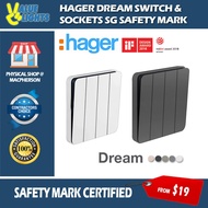 Hager Dream Switch 4 Gang 1 Way 2 Way White Grey Black Gold Bronze
