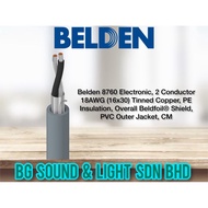 BELDEN CABLE 8760 SIGNAL CABLE ( PER METER ) Electronic, 2 C #18 Str TC, PE Ins, OS, PVC Jkt, CM