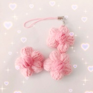 Crochet puff flower keychain - Crochet puff flower