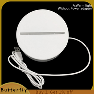 Butterfly โคมไฟอะคริลิค3D ฐานโคมไฟกลางคืนฐานวางโคมไฟฐาน LED ABS อุปกรณ์ให้แสงสว่างแบบ USB
