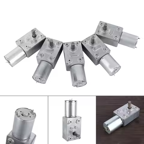 370 Reversible High Torque Worm Geared Motor DC 12V Reduction Motor CW/CCW Electric Drive Motor 5RPM