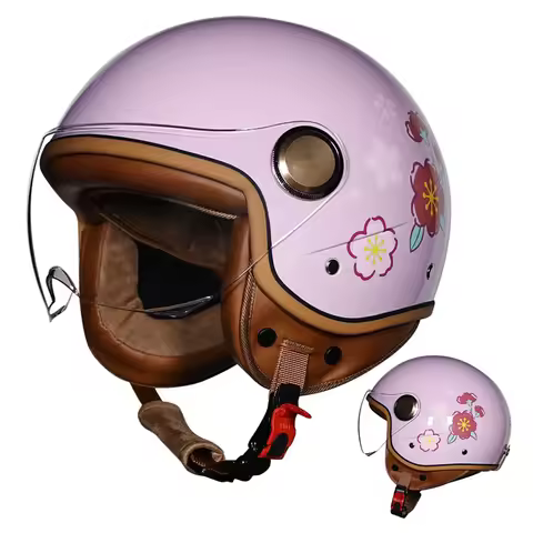 Men Women Retro 3/4 Motorcycle Helmets Vintage Open Face Helmet Jet Helmet Cafe Racer Electric Scoot