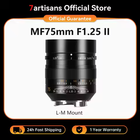 7artisans 75mm F1.25 II Manual Focus Large Aperture Prime Lens Compatible for Leica M Mount Leica M1