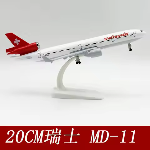 Aircraft 20cm Swissair Airways MD-11 Diecast Metal Alloy Airplane With Landing Gear 1/400 Scale Avia