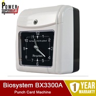 Biosystem BX3300A Punch Card Machine. Dual-Color Printing. 800punch/day. Free Time Card, Ribbon Cartridge, &amp; Card Rack.