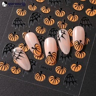 QUENNA Halloween Pumpkin Spider Web Nail Art Stickers Bat Spider Ghost Pumpkin Nail Art Sticker Hall
