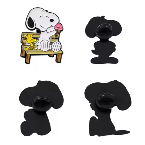 7Pcs Snoopy Enamel Pin Set Cartoon Charlie Brown Woodstock Brooch Lapel Pins for Backpack Clothes Ba