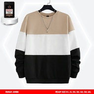 OVERSIZE SWEATER / M-6XL MEN'S CREWNECK 3D COMBINATION BEIGE WHITE BLACK MEN'S SWEATER