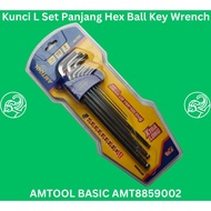 AMTOOL BASIC AMT8859002 Hex Ball Key Wrench 9 pcs 1.5mm-10mm Xtra Long American Tool