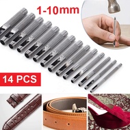 14pcs Alat Pelubang Kulit Set 1-10mm Pembolong Kulit Sabuk Bulat Alat Pembolong Sabuk Kulit Kit Kera