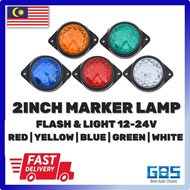 GBS CAR LED 2INCH SIDE MARKER LAMP FLASHING AND LIGHT 12V 24V RED YELLOW BLUE GREEN WHITE AKSESORI L