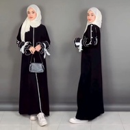 Gallery Exclusive Black Abaya Syari Gamis Embroidery Turkey Dubai 872 Pleated Sleeves Busui Abaya Du
