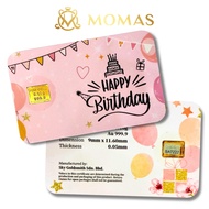 MOMAS 0.10g 999.9 Gold Bar (999.9 Gold) - Birthday Gift