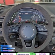 Car Steering Wheel Cover Suede Leather For Audi A1 (8X) Sportback A3 (8V) A4 (B9) Avant A5 (F5) Q2 B