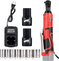 Electric Ratchet 3/8" Drive, 280 RPM, 16.8V Cordless Wrench Kit - 33 Ft-Lbs Torque, Variable Speed T