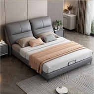 【SG Sellers】Leather And Solid Wood Bed Frame Bed Frame With Mattress Storage Bed Frame Queen/King Bed Frame