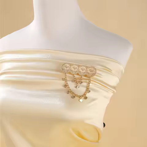 Moroccan Style Coin Brooch Master Carved Metal Jewelry Heart Fringe Bridal Wedding Party Gift