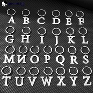 QUENNA A-Z 26 English Letter Keychain Silver Color DIY Alphabet Key Ring Simple Metal Keychain for W