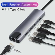 6 in 1 USB C Hup 4K Type C to 4K HDMI RJ45 100mbps LAN Port 2 USB 3.0 Ports 1 USB C 1 USB C with Power Delivery Adapter