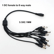 12V DC Power Supply 1 Female to 8 Male way Splitter Plug extension Cable 5.5*2.1mm connector for Led