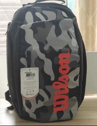 Wilson威爾勝 多功能大容量網球背包運動雙肩包 黑紅色