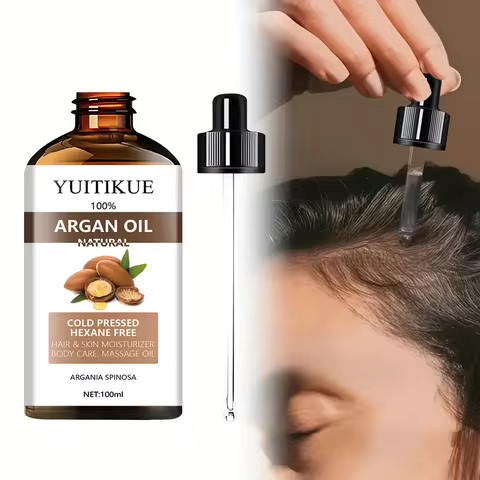 100% Moroccan Argan Oil Serum - Suitable for Hair, Skin, and Body, Enhances Shine and Softness, Mult