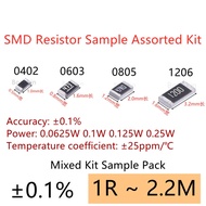 0402 0603 0805 1206 SMD Resistor Sample Assorted Kit 0.1% 0R 10R 100R 120R 1K 2K 4.7K 5.1K 10K 20K 1