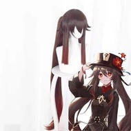 Genshin Impact Hutao Cosplay WIG 80CM อะนิเมะคู่ขนม้าสองตัววิกผมยาวสำหรับการแสดงอนิเมะปาร์ตี้เครื่อง