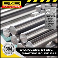 Stainless 304 Round Bar / Shafting / Rod | Sizes 1/4" to 1/2" or 6mm to 12mm | 2FT or 4FT Length