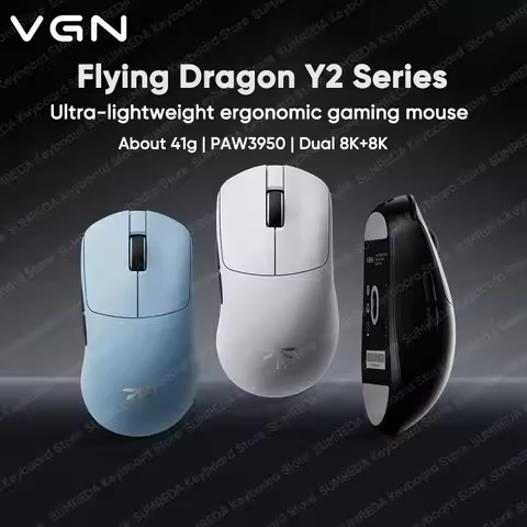 VGN Flying Dragon Y2 Pro Max Ultra Wireless Gaming Mouse PAW3950 8K BT 2.4G Wired 500mAH Fast Chargi