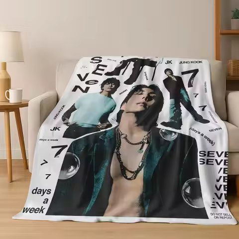 3D Kpop Jeon Jung Kook Jk JIMIN Star Flannel Blanket Soft Warm Blanket for Bedroom Living Room Bed T