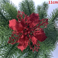 1/5/10pcs Glitter Artificial Flowers Christmas Decoration for Home Merry Christmas Tree Ornaments Ne