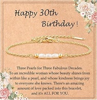 Birthday Gifts for Women, Pearl Birthday Bracelet for 30th 40th 50th 60th Women, Birthday Gifts Idea