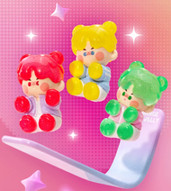 PopMart PinO Jelly Sparkling Plan Blind Box การแสดงบนเวทีรายการบันทึกหลังเวที PVC ฟิกเกอร์สะสม 66 ซม