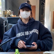 【Plus Size M-8XL】Oversized Long Sleeve Hooded Pullover Korean Classic Letters Print Baggy Outerwear 
