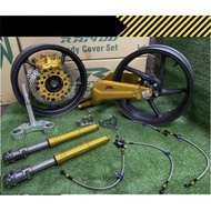 *[NEW ARRIVRAL] RAPIDO USD FORK WITH 501 DOUBLE DISC Y15ZR/RS150R SPORT RIM FULL SET (CHAT DENGAN SAYA FOR CUSTOMIZE)