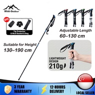 WTHB Collapsible Tri-fold Hiking Poles Light-weight Collapsible Walking Stick Anti-Shock Walking Sti