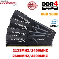 8GB 16GB DDR4 Ram 2133/2400/2666/3200MHz เดสก์ท็อปหน่วยความจำ PC4-17000/19200/21300/25600 1.2V 288พิน DIMM 8G 16G RAM DDR4หน่วยความจำ HyperX Fury ใหม่