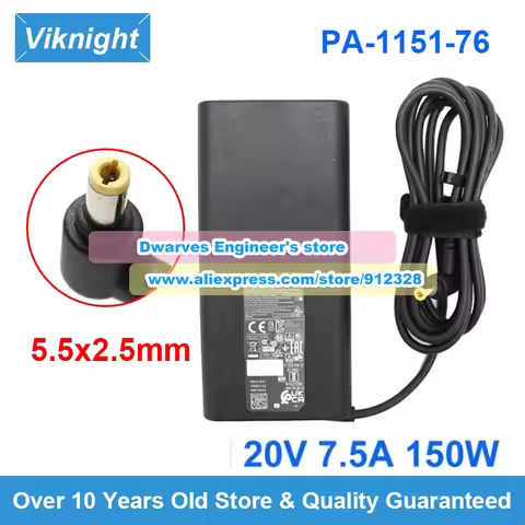 PA-1151-76 AC Adapter 20V 7.5A 150W for Clevo NP50PNK NP70RNJS GIGABYTE G5 KF G5 KF5 System76 Gazell