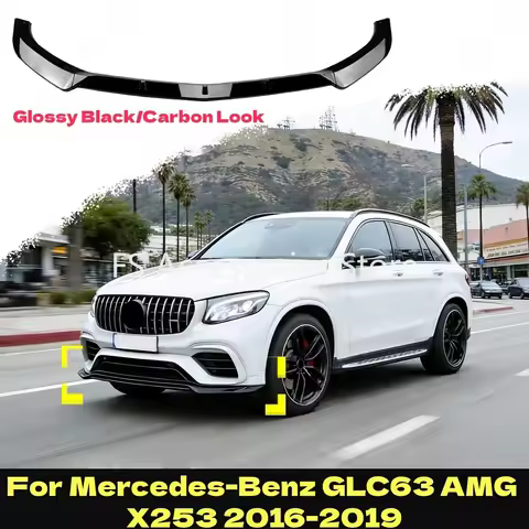 3PCS Automobile Front Bumper Spoiler Lip Decoration Kit For Mercedes-Benz GLC63 AMG X253 2016-2019 G