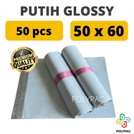 Polymailer PUTIH GLOSSY [50x60] isi 50pc - Polymailer Putih Premium