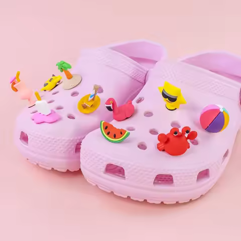 2pcs 3D Casual Style Shoe Charms Palm Coconut Watermelon Shoe Decoration Accessories Basketball Pin 