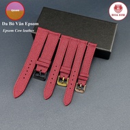 [Red] (Unpadded) Epsom grain genuine cowhide watch strap, thin form BO-79 size 10 12 13 14 15 16 17 