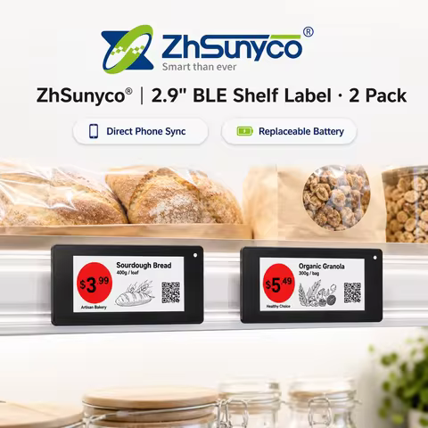 2pcs 2.9 Inch Supermarket Digital BLE Shelf Label Smart Tag Price Digital Retail Price Tag for Inven