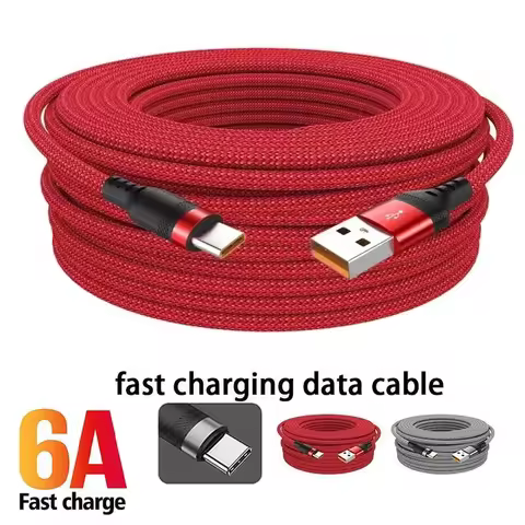 1m 1.5m 2m 3m 5m 8m 6A USB TYPE C Fast Charge Cable Braided Extended Data Transmission Cable For iPh